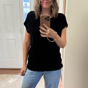 Lafayette 148 Black Knit Top Size Medium